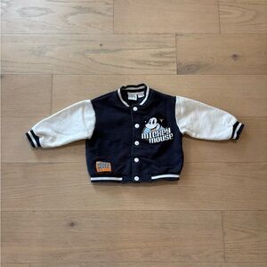 Zara black and white Mickey Mouse bomber jacket, size 3T